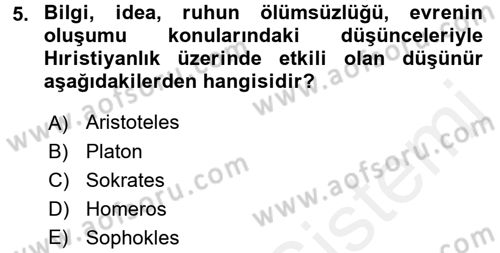 Kültür Tarihi Dersi 2015 - 2016 Yılı (Vize) Ara Sınav Soruları 5. Soru