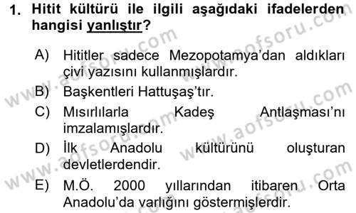 Kültür Tarihi Dersi 2015 - 2016 Yılı (Final) Dönem Sonu Sınav Soruları 1. Soru