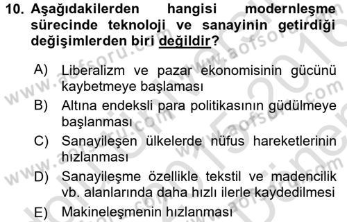 Kültür Tarihi Dersi 2015 - 2016 Yılı (Final) Dönem Sonu Sınav Soruları 10. Soru