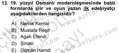 Kültür Tarihi Dersi 2015 - 2016 Yılı (Final) Dönem Sonu Sınav Soruları 13. Soru