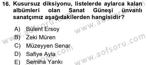 Kültür Tarihi Dersi 2015 - 2016 Yılı (Final) Dönem Sonu Sınav Soruları 16. Soru