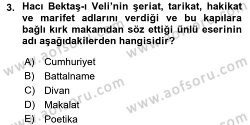 Kültür Tarihi Dersi 2015 - 2016 Yılı (Final) Dönem Sonu Sınav Soruları 3. Soru