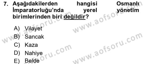 Kültür Tarihi Dersi 2015 - 2016 Yılı (Final) Dönem Sonu Sınav Soruları 7. Soru