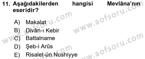 Kültür Tarihi Dersi 2015 - 2016 Yılı Tek Ders Sınav Soruları 11. Soru