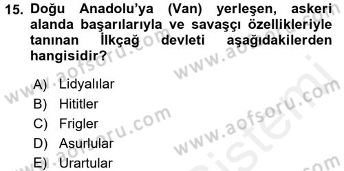 Kültür Tarihi Dersi 2015 - 2016 Yılı Tek Ders Sınav Soruları 15. Soru