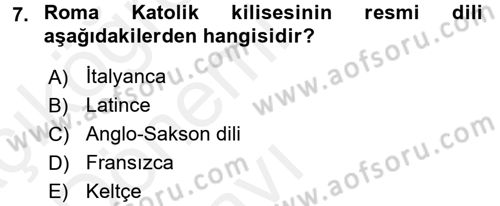 Kültür Tarihi Dersi 2015 - 2016 Yılı Tek Ders Sınav Soruları 7. Soru