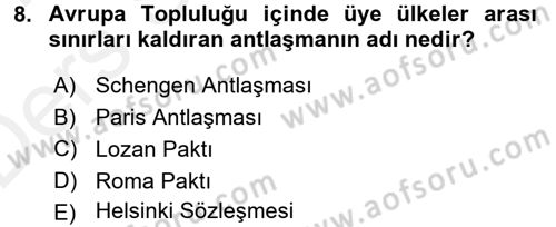 Kültür Tarihi Dersi 2015 - 2016 Yılı Tek Ders Sınav Soruları 8. Soru