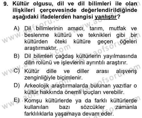 Kültür Tarihi Dersi 2015 - 2016 Yılı Tek Ders Sınav Soruları 9. Soru