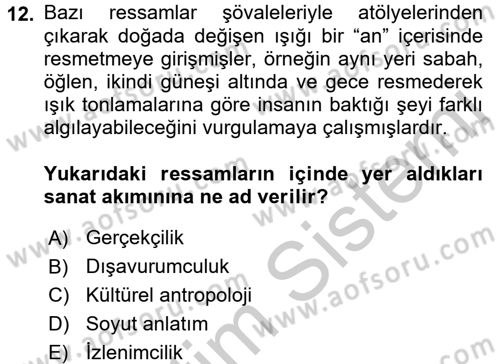 Kültür Tarihi Dersi 2016 - 2017 Yılı 3 Ders Sınav Soruları 12. Soru