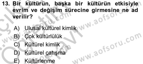 Kültür Tarihi Dersi 2016 - 2017 Yılı 3 Ders Sınav Soruları 13. Soru