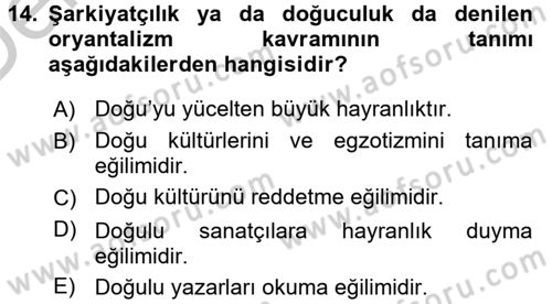 Kültür Tarihi Dersi 2016 - 2017 Yılı 3 Ders Sınav Soruları 14. Soru
