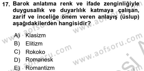 Kültür Tarihi Dersi 2016 - 2017 Yılı 3 Ders Sınav Soruları 17. Soru