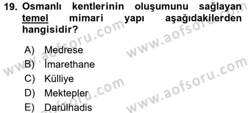 Kültür Tarihi Dersi 2016 - 2017 Yılı 3 Ders Sınav Soruları 19. Soru