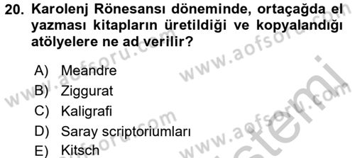Kültür Tarihi Dersi 2016 - 2017 Yılı 3 Ders Sınav Soruları 20. Soru