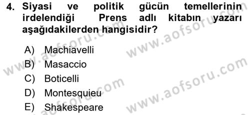 Kültür Tarihi Dersi 2016 - 2017 Yılı 3 Ders Sınav Soruları 4. Soru