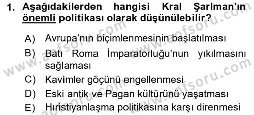 Kültür Tarihi Dersi 2016 - 2017 Yılı (Vize) Ara Sınav Soruları 1. Soru