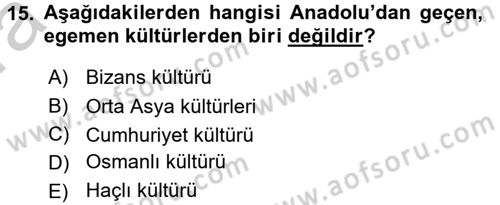 Kültür Tarihi Dersi 2016 - 2017 Yılı (Vize) Ara Sınav Soruları 15. Soru