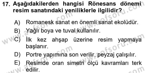 Kültür Tarihi Dersi 2016 - 2017 Yılı (Vize) Ara Sınav Soruları 17. Soru