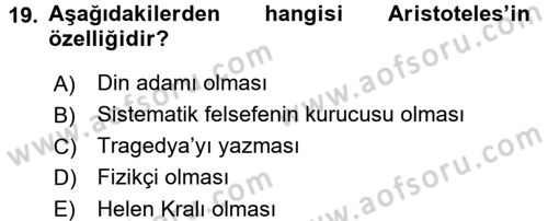 Kültür Tarihi Dersi 2016 - 2017 Yılı (Vize) Ara Sınav Soruları 19. Soru