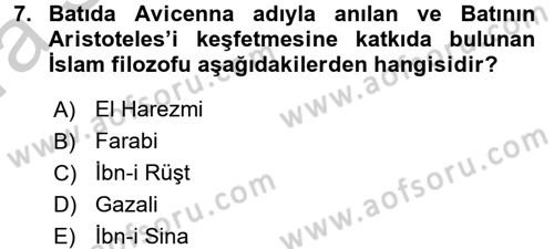 Kültür Tarihi Dersi 2016 - 2017 Yılı (Vize) Ara Sınav Soruları 7. Soru