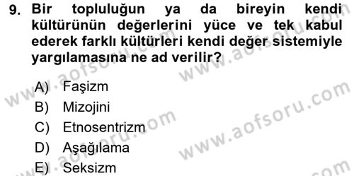 Kültür Tarihi Dersi 2016 - 2017 Yılı (Vize) Ara Sınav Soruları 9. Soru