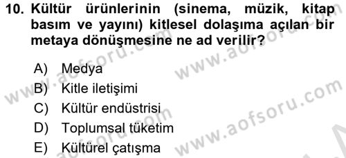 Kültür Tarihi Dersi 2016 - 2017 Yılı (Final) Dönem Sonu Sınav Soruları 10. Soru