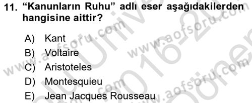 Kültür Tarihi Dersi 2016 - 2017 Yılı (Final) Dönem Sonu Sınav Soruları 11. Soru