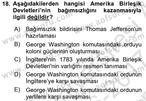 Kültür Tarihi Dersi 2016 - 2017 Yılı (Final) Dönem Sonu Sınav Soruları 18. Soru