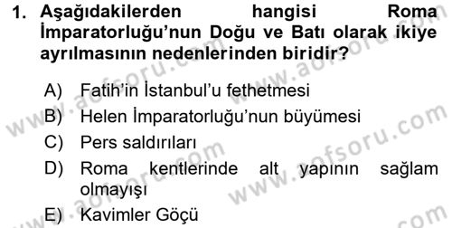Kültür Tarihi Dersi 2017 - 2018 Yılı 3 Ders Sınav Soruları 1. Soru