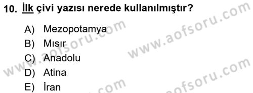 Kültür Tarihi Dersi 2017 - 2018 Yılı 3 Ders Sınav Soruları 10. Soru