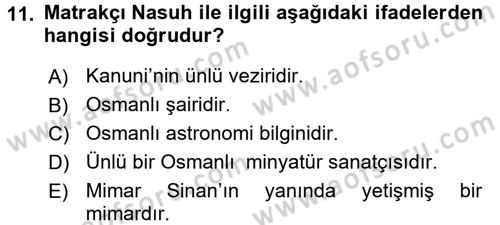 Kültür Tarihi Dersi 2017 - 2018 Yılı 3 Ders Sınav Soruları 11. Soru