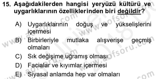 Kültür Tarihi Dersi 2017 - 2018 Yılı 3 Ders Sınav Soruları 15. Soru