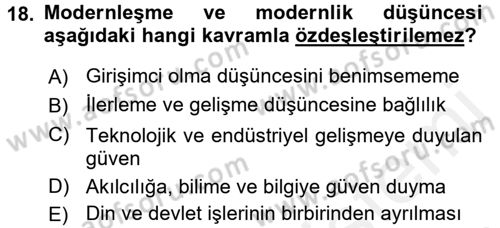 Kültür Tarihi Dersi 2017 - 2018 Yılı 3 Ders Sınav Soruları 18. Soru