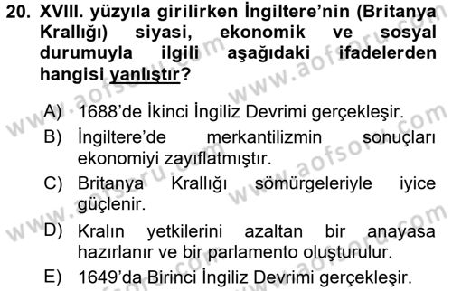 Kültür Tarihi Dersi 2017 - 2018 Yılı 3 Ders Sınav Soruları 20. Soru
