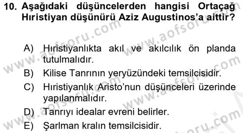 Kültür Tarihi Dersi 2017 - 2018 Yılı (Vize) Ara Sınav Soruları 10. Soru