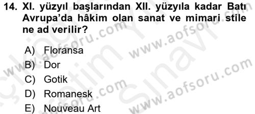 Kültür Tarihi Dersi 2017 - 2018 Yılı (Vize) Ara Sınav Soruları 14. Soru