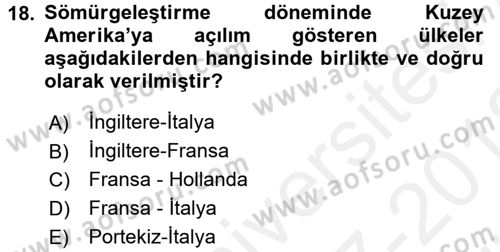 Kültür Tarihi Dersi 2017 - 2018 Yılı (Vize) Ara Sınav Soruları 18. Soru