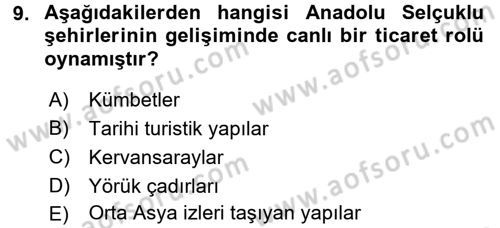 Kültür Tarihi Dersi 2017 - 2018 Yılı (Vize) Ara Sınav Soruları 9. Soru