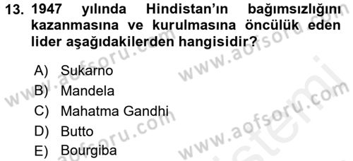 Kültür Tarihi Dersi 2017 - 2018 Yılı (Final) Dönem Sonu Sınav Soruları 13. Soru