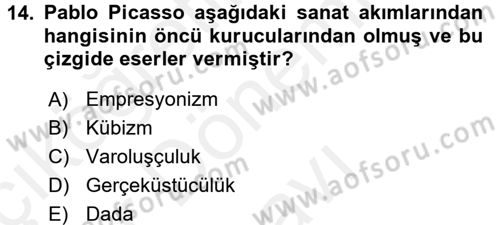 Kültür Tarihi Dersi 2017 - 2018 Yılı (Final) Dönem Sonu Sınav Soruları 14. Soru