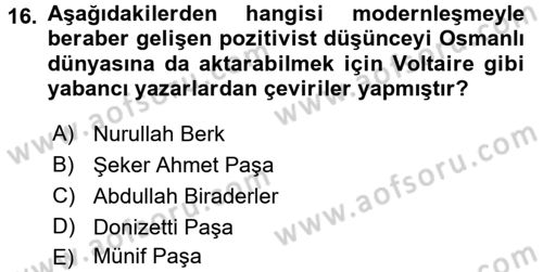 Kültür Tarihi Dersi 2017 - 2018 Yılı (Final) Dönem Sonu Sınav Soruları 16. Soru