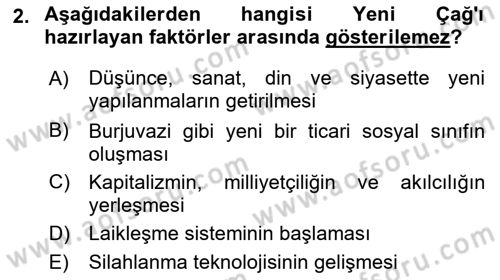 Kültür Tarihi Dersi 2018 - 2019 Yılı (Vize) Ara Sınav Soruları 2. Soru