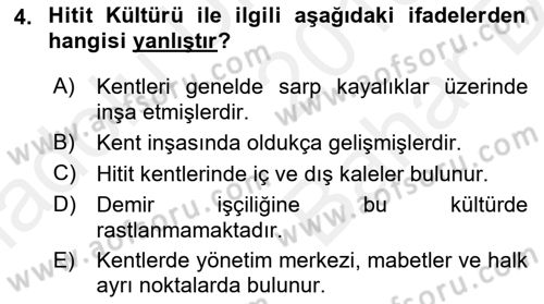 Kültür Tarihi Dersi 2018 - 2019 Yılı (Vize) Ara Sınav Soruları 4. Soru