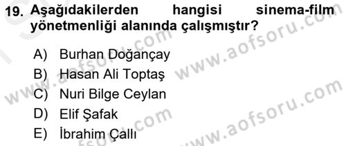 Kültür Tarihi Dersi 2018 - 2019 Yılı (Final) Dönem Sonu Sınav Soruları 19. Soru