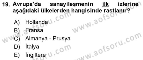 Kültür Tarihi Dersi 2018 - 2019 Yılı Yaz Okulu Sınav Soruları 19. Soru