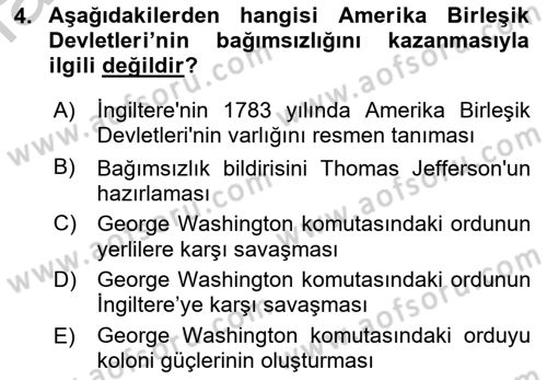 Kültür Tarihi Dersi 2018 - 2019 Yılı Yaz Okulu Sınav Soruları 4. Soru