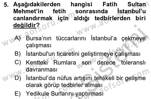 Kültür Tarihi Dersi 2018 - 2019 Yılı Yaz Okulu Sınav Soruları 5. Soru