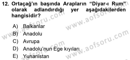 Kültür Tarihi Dersi 2020 - 2021 Yılı Yaz Okulu Sınav Soruları 12. Soru