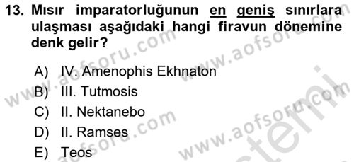 Kültür Tarihi Dersi 2020 - 2021 Yılı Yaz Okulu Sınav Soruları 13. Soru
