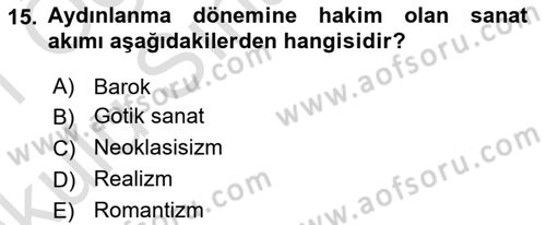 Kültür Tarihi Dersi 2020 - 2021 Yılı Yaz Okulu Sınav Soruları 15. Soru